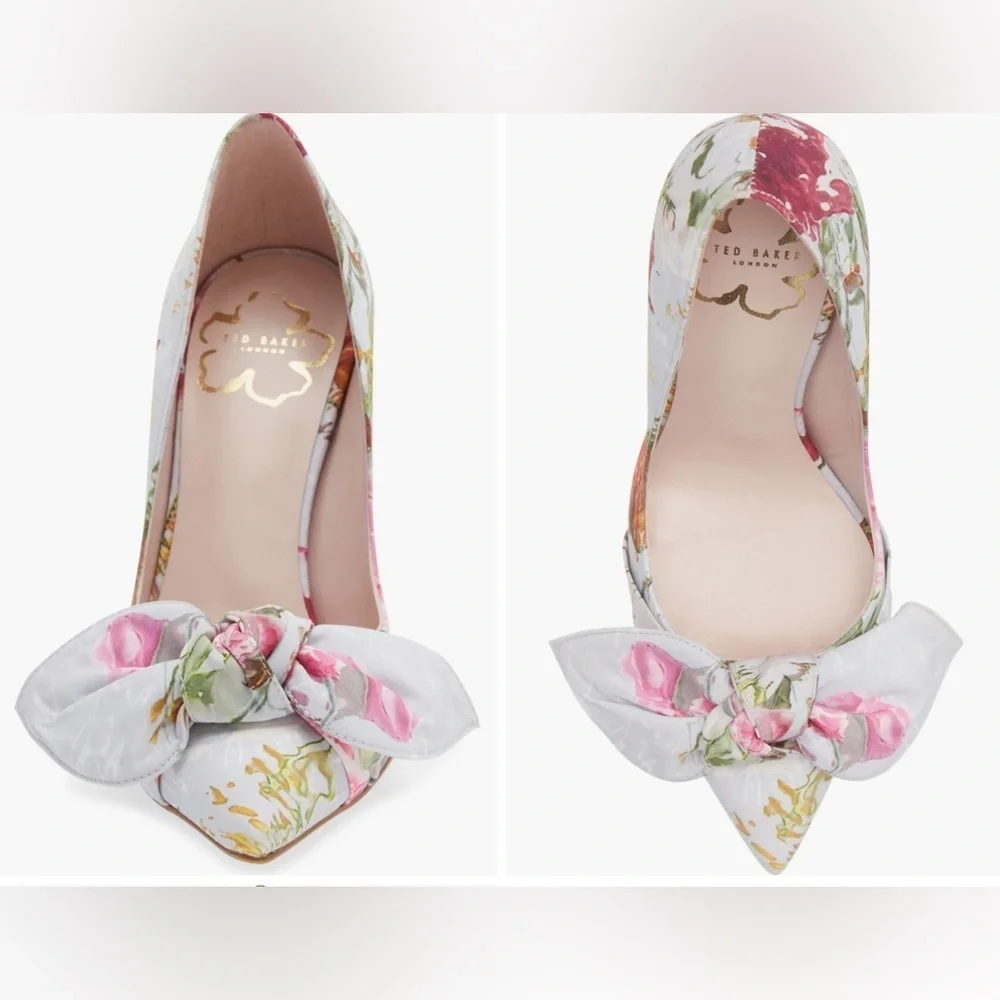 NWT - Ted Baker Ryana Tapestry Pointed Toe Bow Pump (Women) - Size 8.5